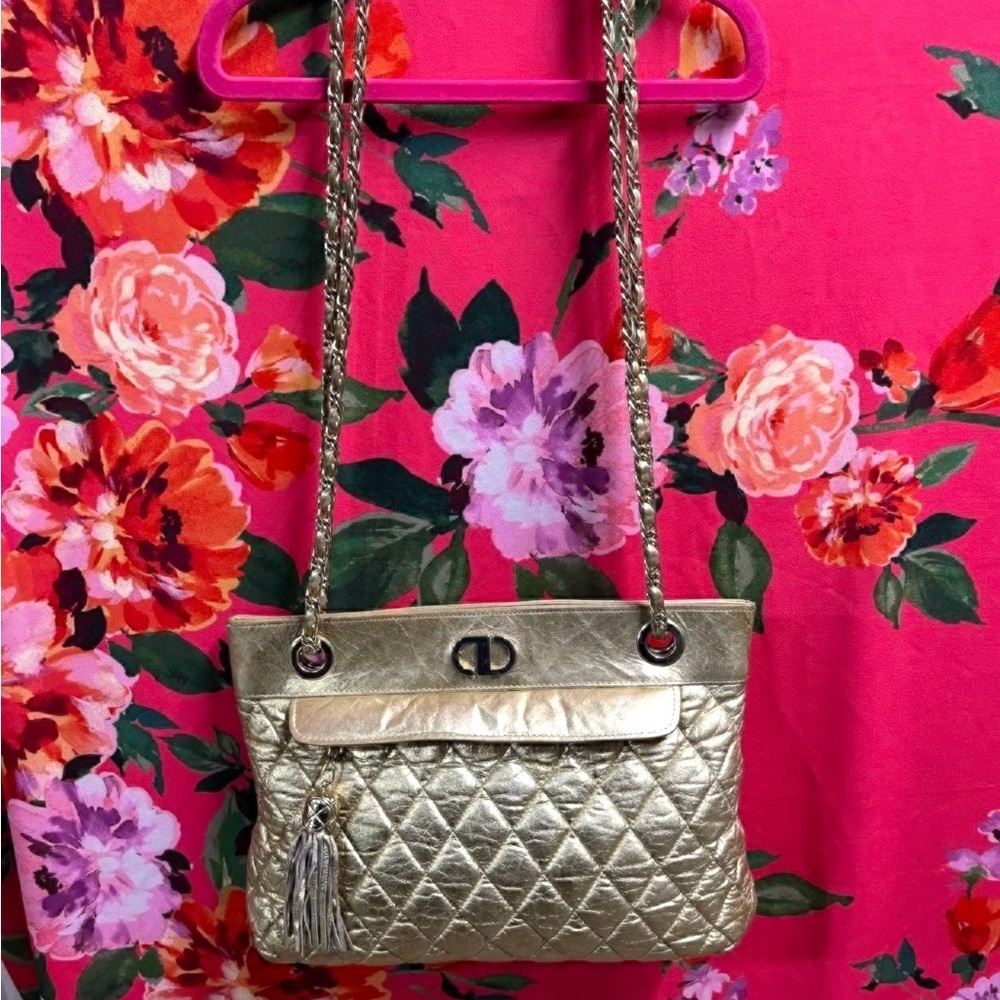 David’s Palm Beach Gold Leather Chain Shoulder Bag